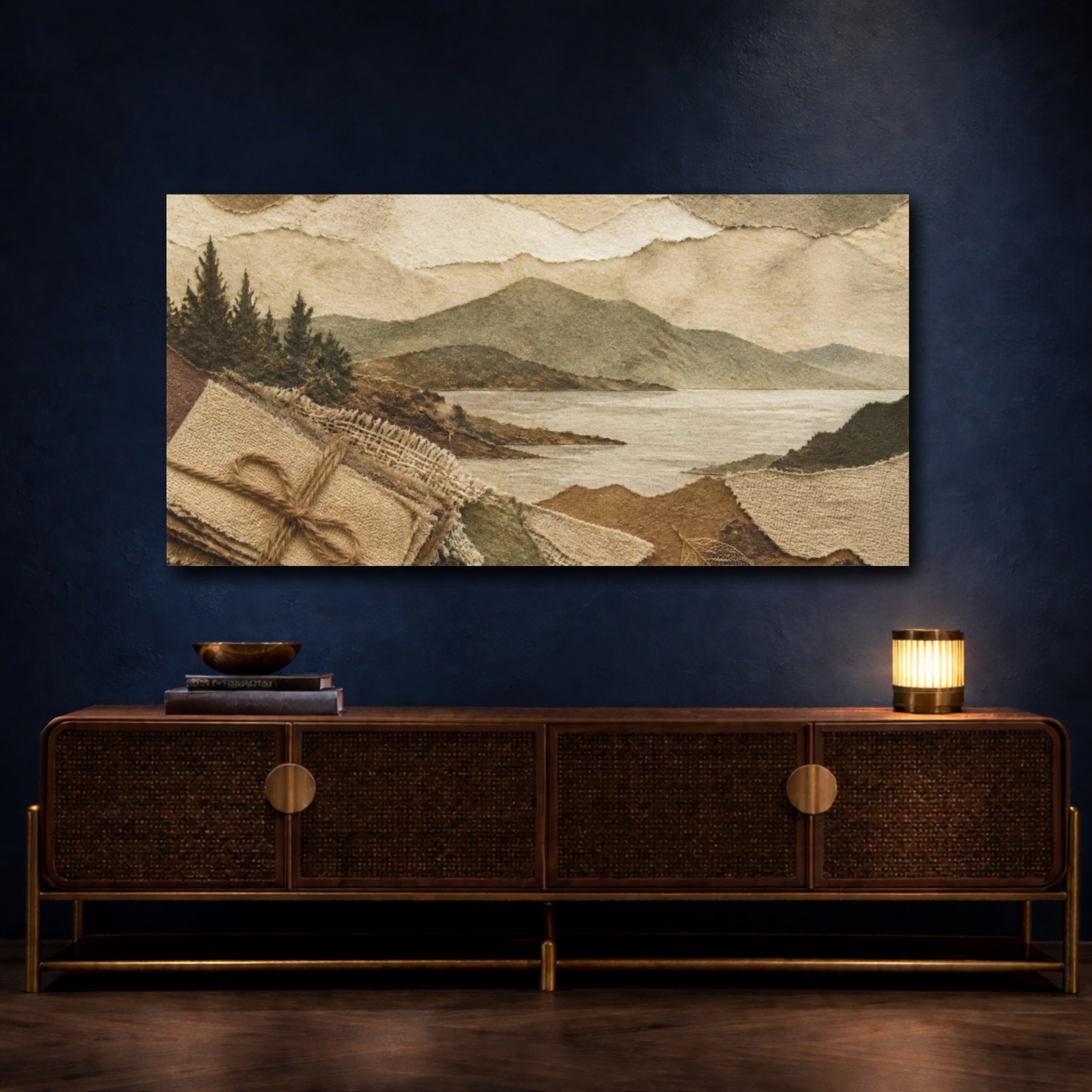 Mockup 4. Wabi Sabi Paper Landscape shown as canvas print