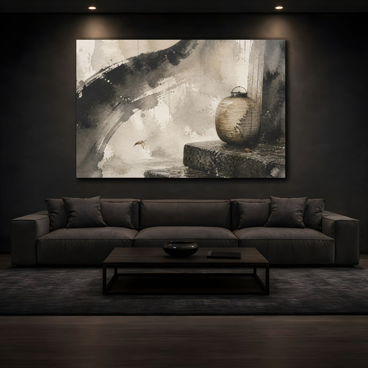 Mockup 3. Wabi Sabi Paper Lantern shown as canvas print