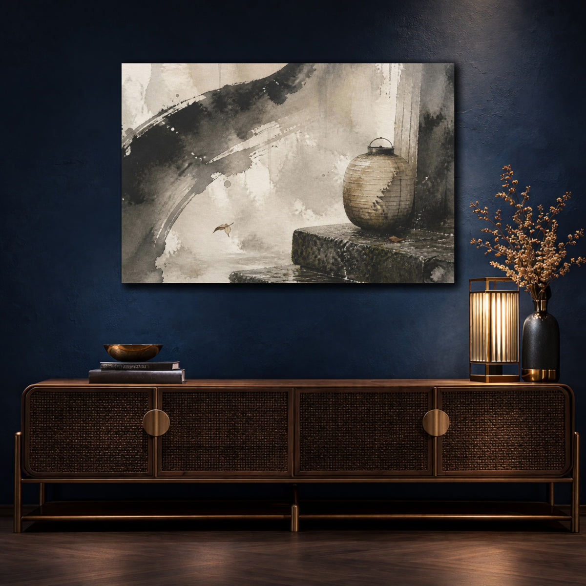 Mockup 4. Wabi Sabi Paper Lantern shown as canvas print
