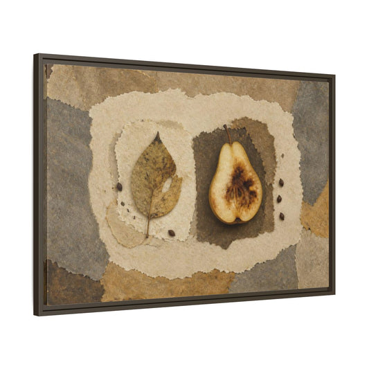 Main Mockup. Wabi Sabi Pear Collage shown as framed canvas print