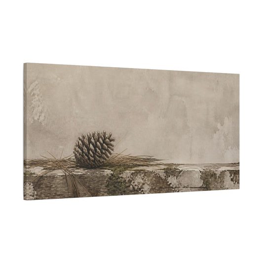 Main Mockup. Wabi Sabi Pine Cone Study shown as canvas print