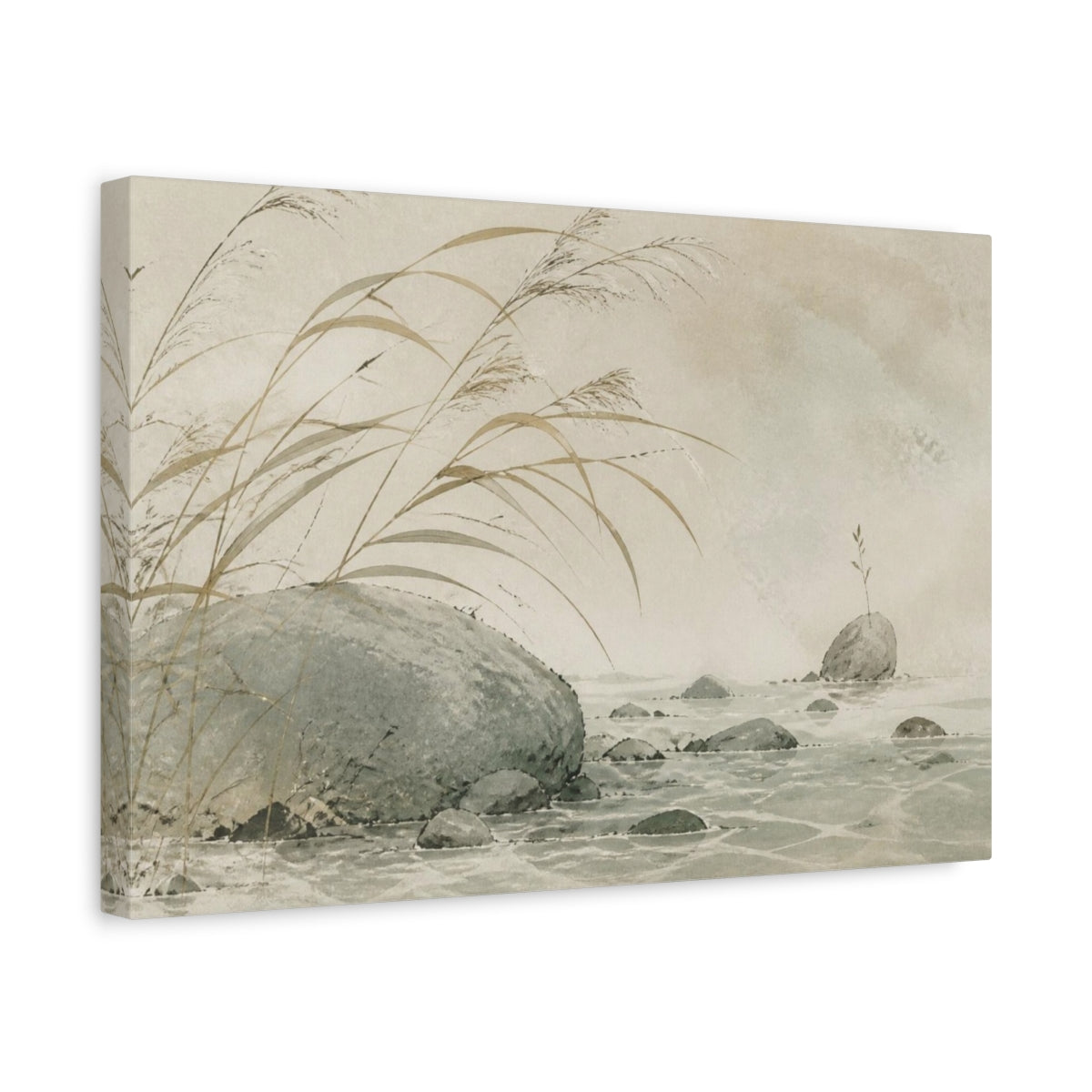 Side Mockup 4. Wabi Sabi Reeds shown as canvas print
