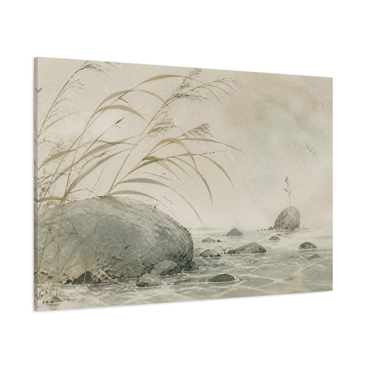 Side Mockup 1. Wabi Sabi Reeds shown as canvas print