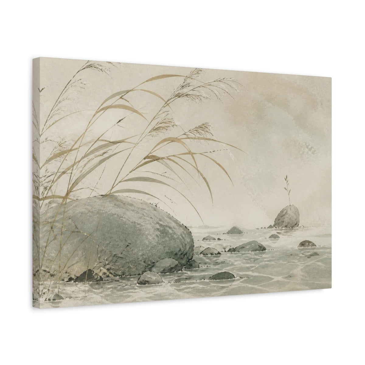 Side Mockup 3. Wabi Sabi Reeds shown as canvas print