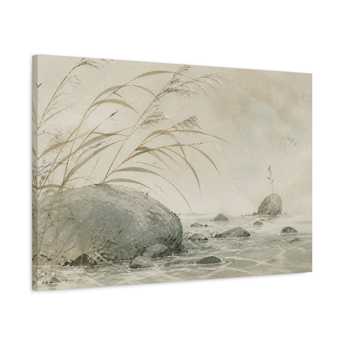 Side Mockup 2. Wabi Sabi Reeds shown as canvas print