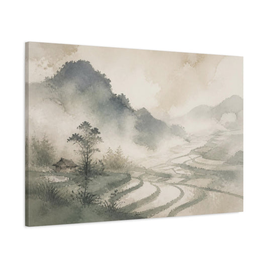 Main Mockup. Wabi Sabi Rice Terraces shown as canvas print
