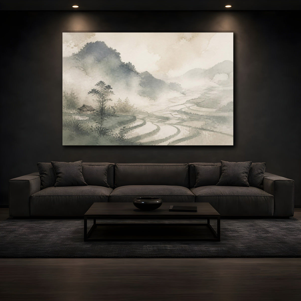 Mockup 3. Wabi Sabi Rice Terraces shown as canvas print