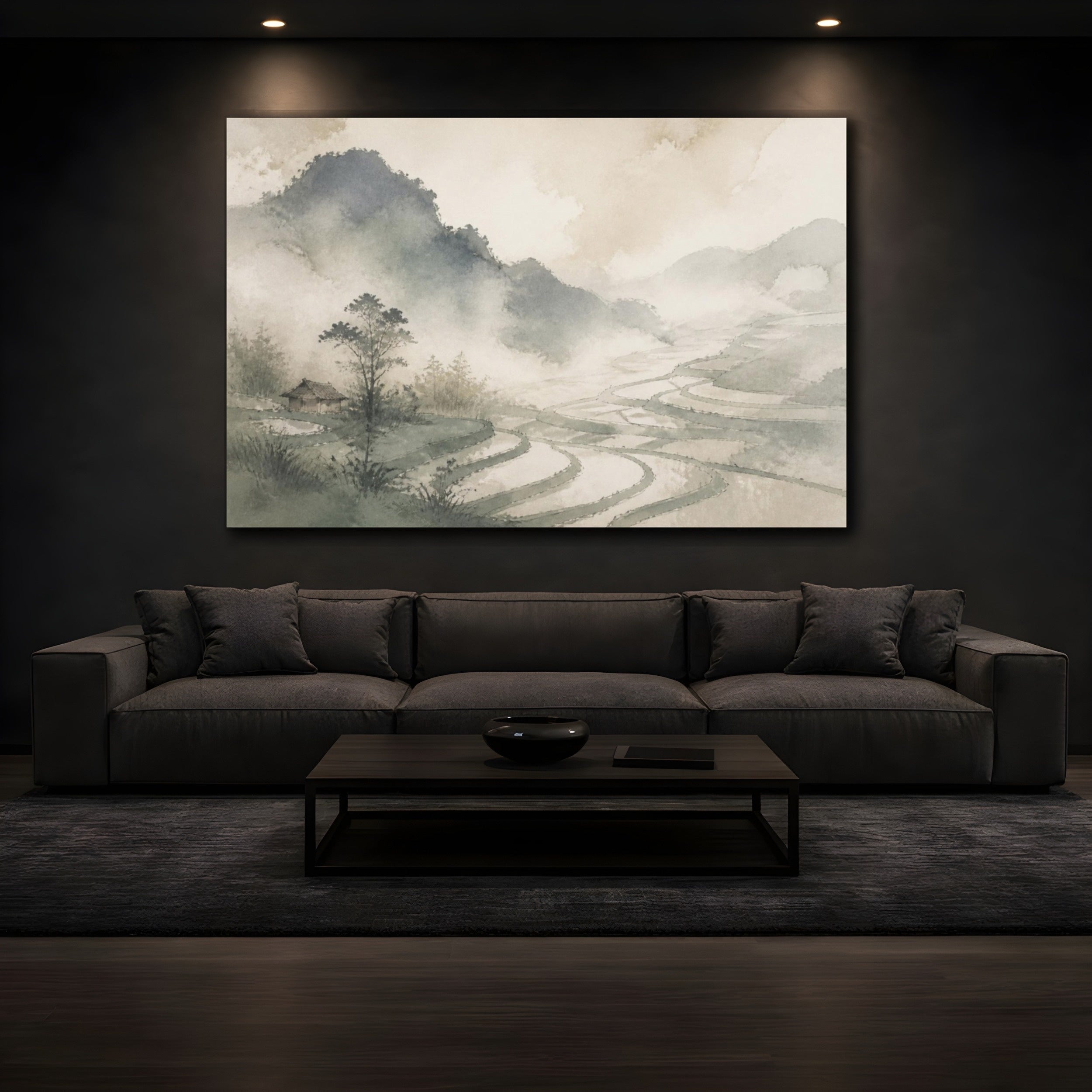 Mockup 3. Wabi Sabi Rice Terraces shown as canvas print