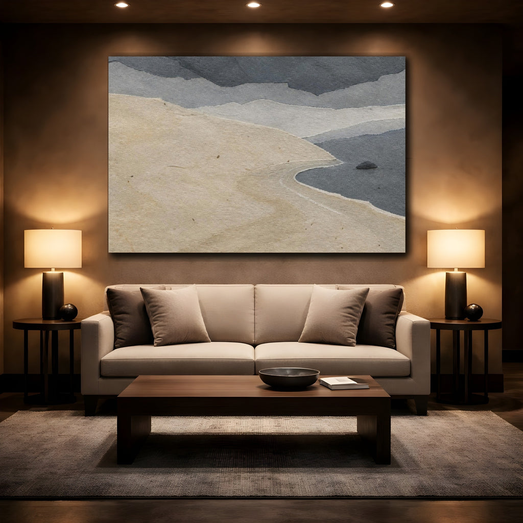 Mockup 2. Wabi Sabi Sandbank shown as canvas print