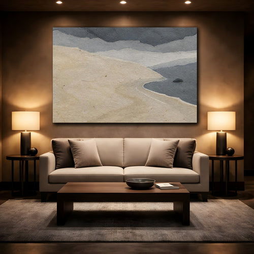 Mockup 2. Wabi Sabi Sandbank shown as canvas print
