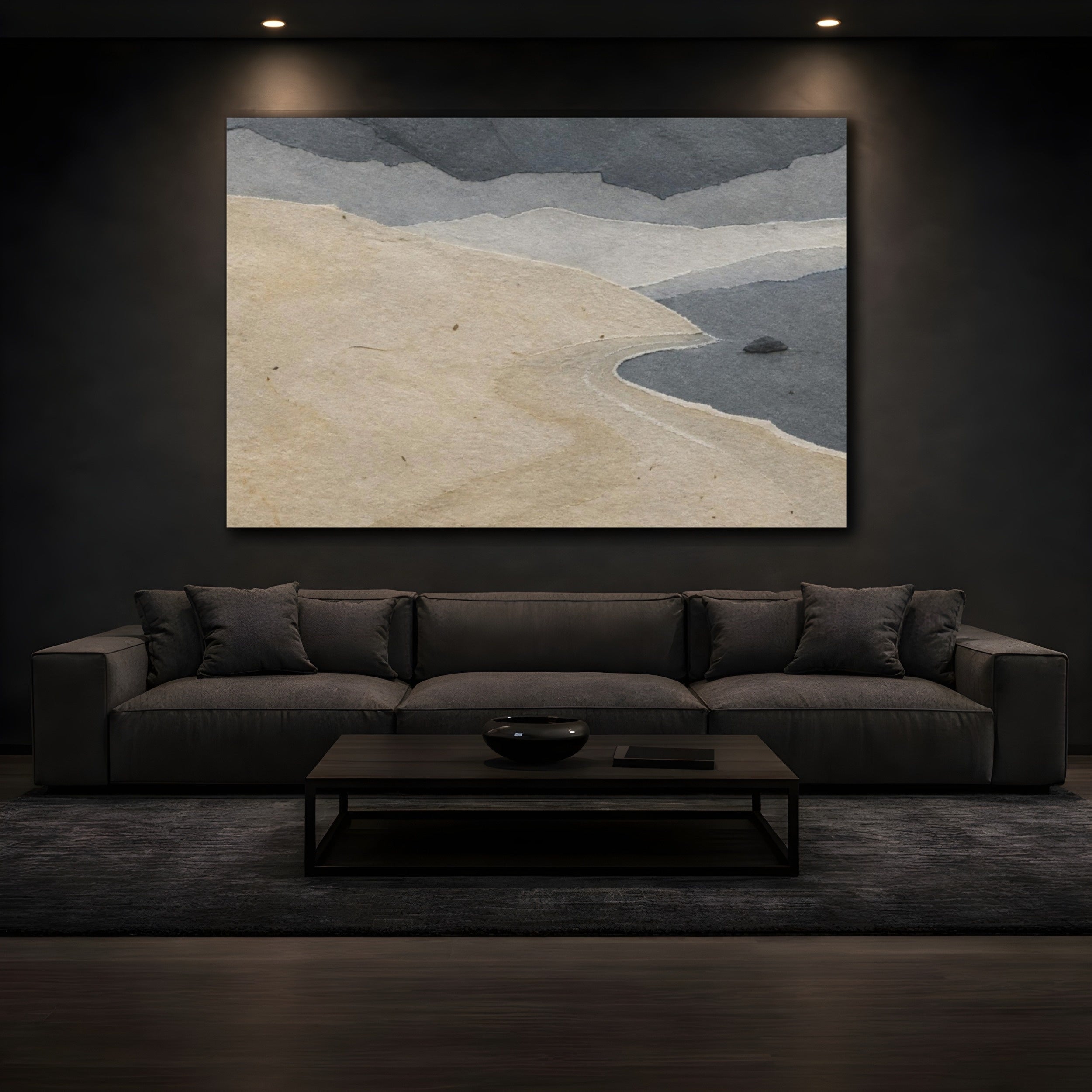 Mockup 3. Wabi Sabi Sandbank shown as canvas print