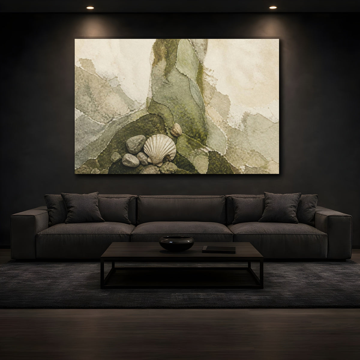 Mockup 3. Wabi Sabi Scallop Shell shown as canvas print