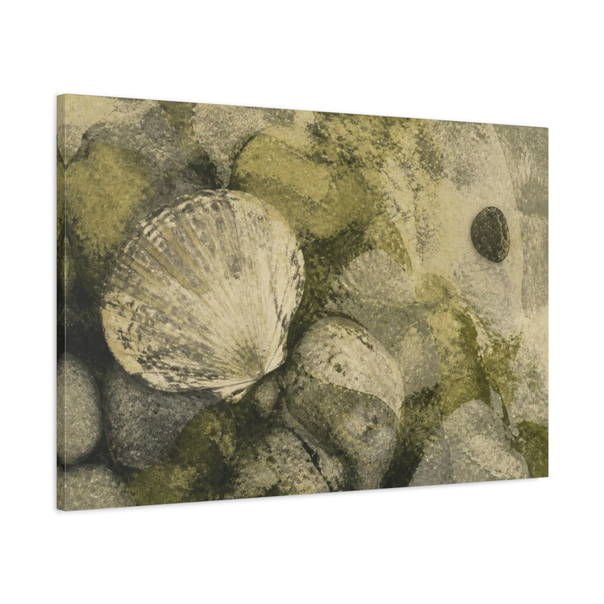 Main Mockup. Wabi Sabi Seashell shown as canvas print