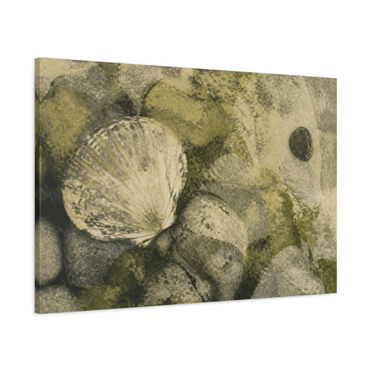 Main Mockup. Wabi Sabi Seashell shown as canvas print