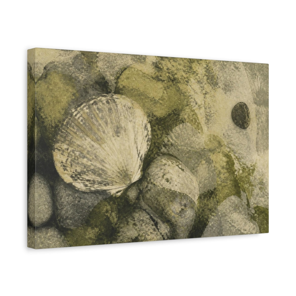Side Mockup 4. Wabi Sabi Seashell shown as canvas print