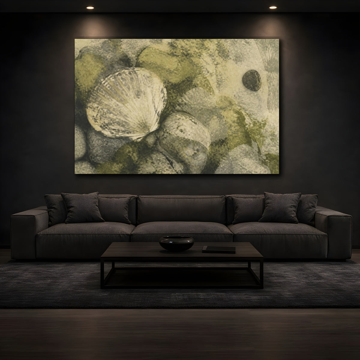 Mockup 3. Wabi Sabi Seashell shown as canvas print