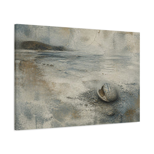 Main Mockup. Wabi-Sabi Seashell Shoreline shown as canvas print