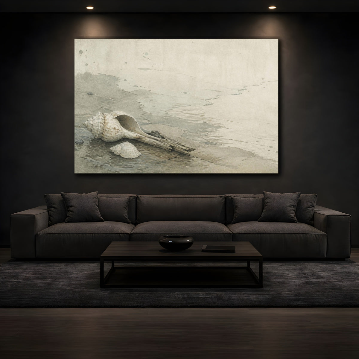 Mockup 3. Wabi Sabi Seashell Study shown as canvas print