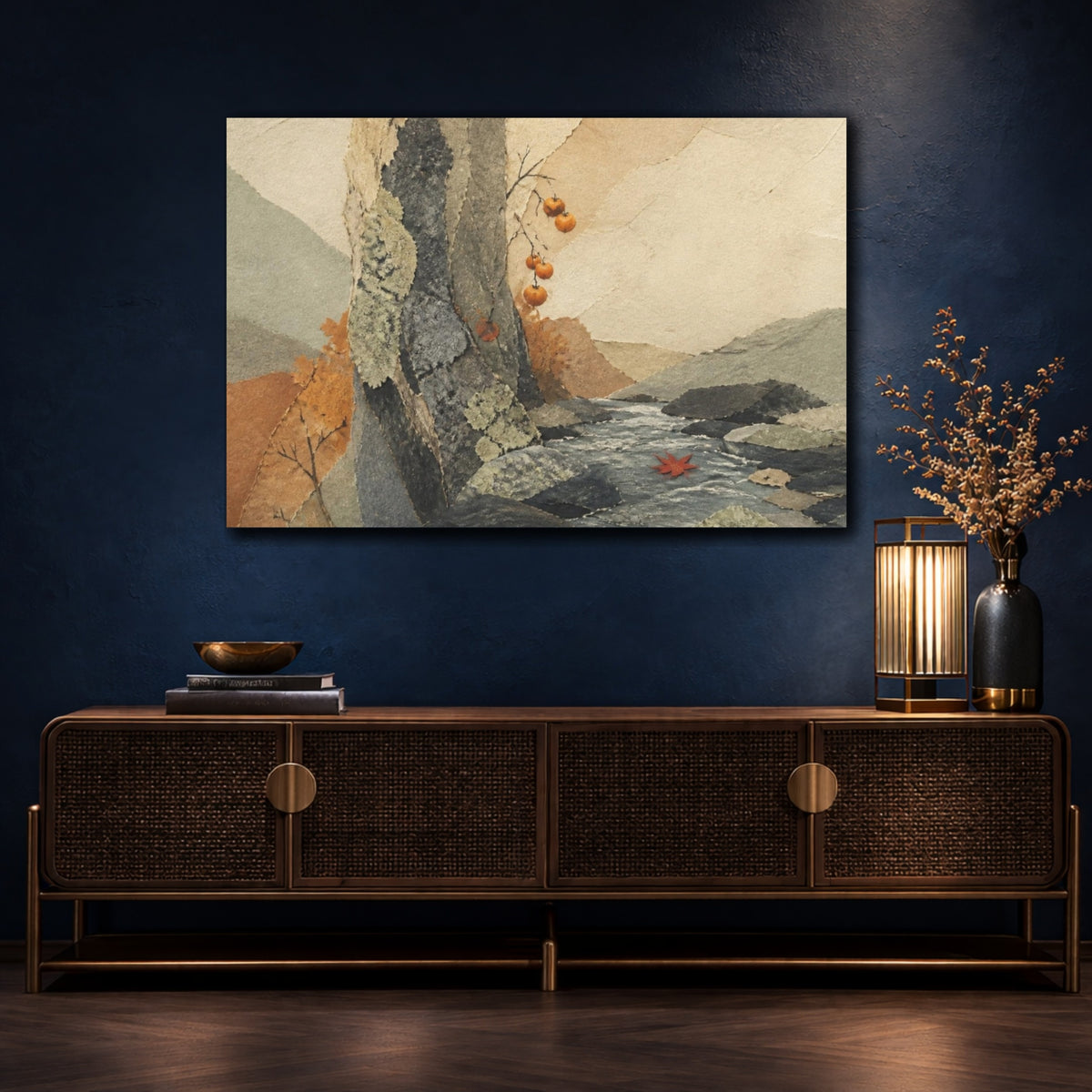 Mockup 4. Wabi Sabi Shallow Stream shown as canvas print