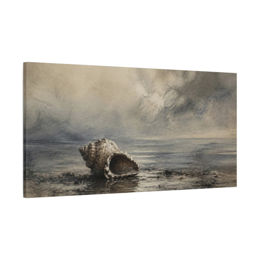 Main Mockup. Wabi Sabi Shell Study shown as canvas print