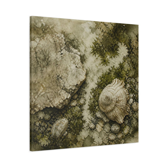 Main Mockup. Wabi Sabi Shell Study shown as canvas print
