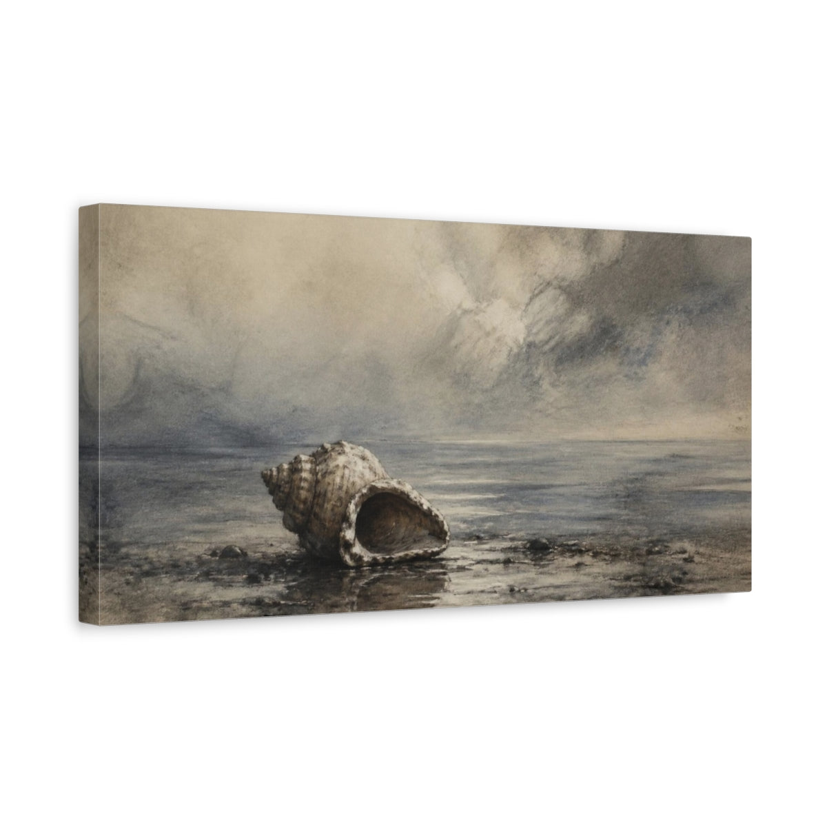 Side Mockup 3. Wabi Sabi Shell Study shown as canvas print