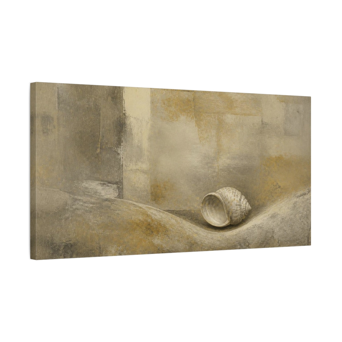 Side Mockup 1. Wabi Sabi Shell Study shown as canvas print