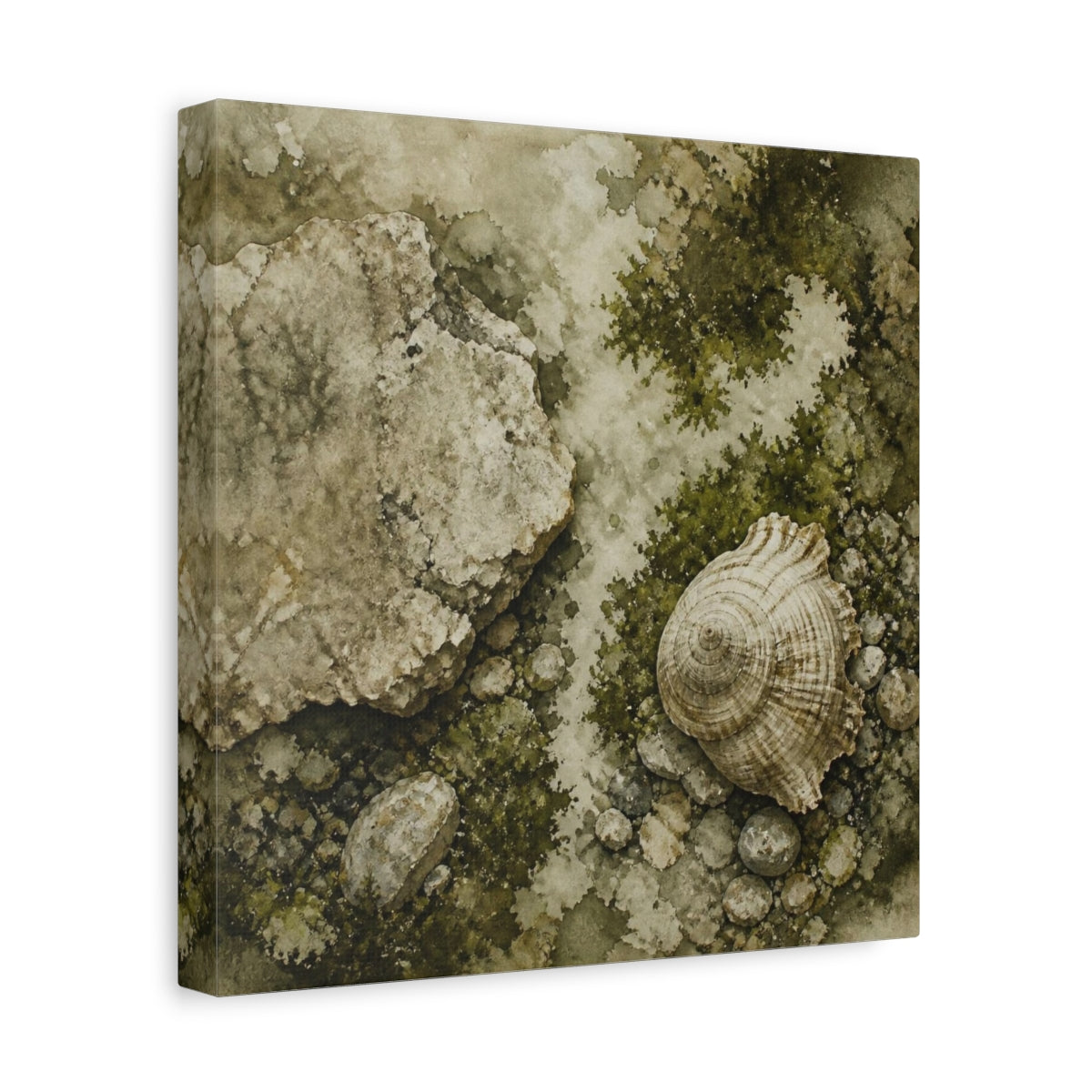 Side Mockup 8. Wabi Sabi Shell Study shown as canvas print