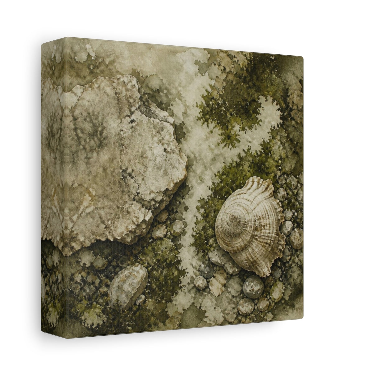 Side Mockup 2. Wabi Sabi Shell Study shown as canvas print