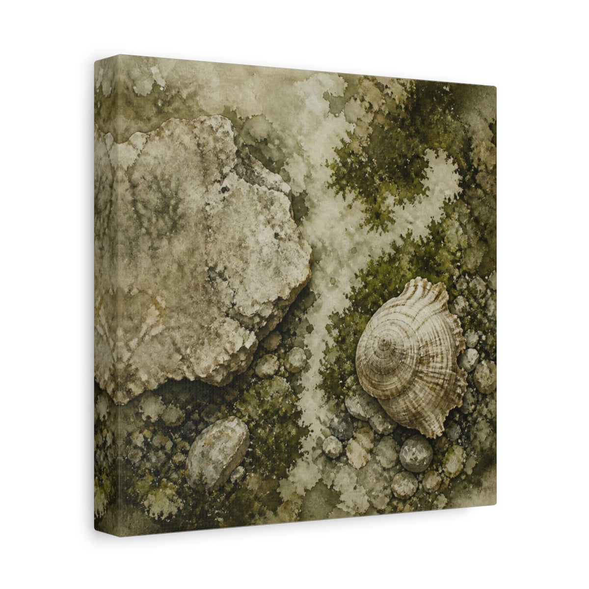 Side Mockup 9. Wabi Sabi Shell Study shown as canvas print