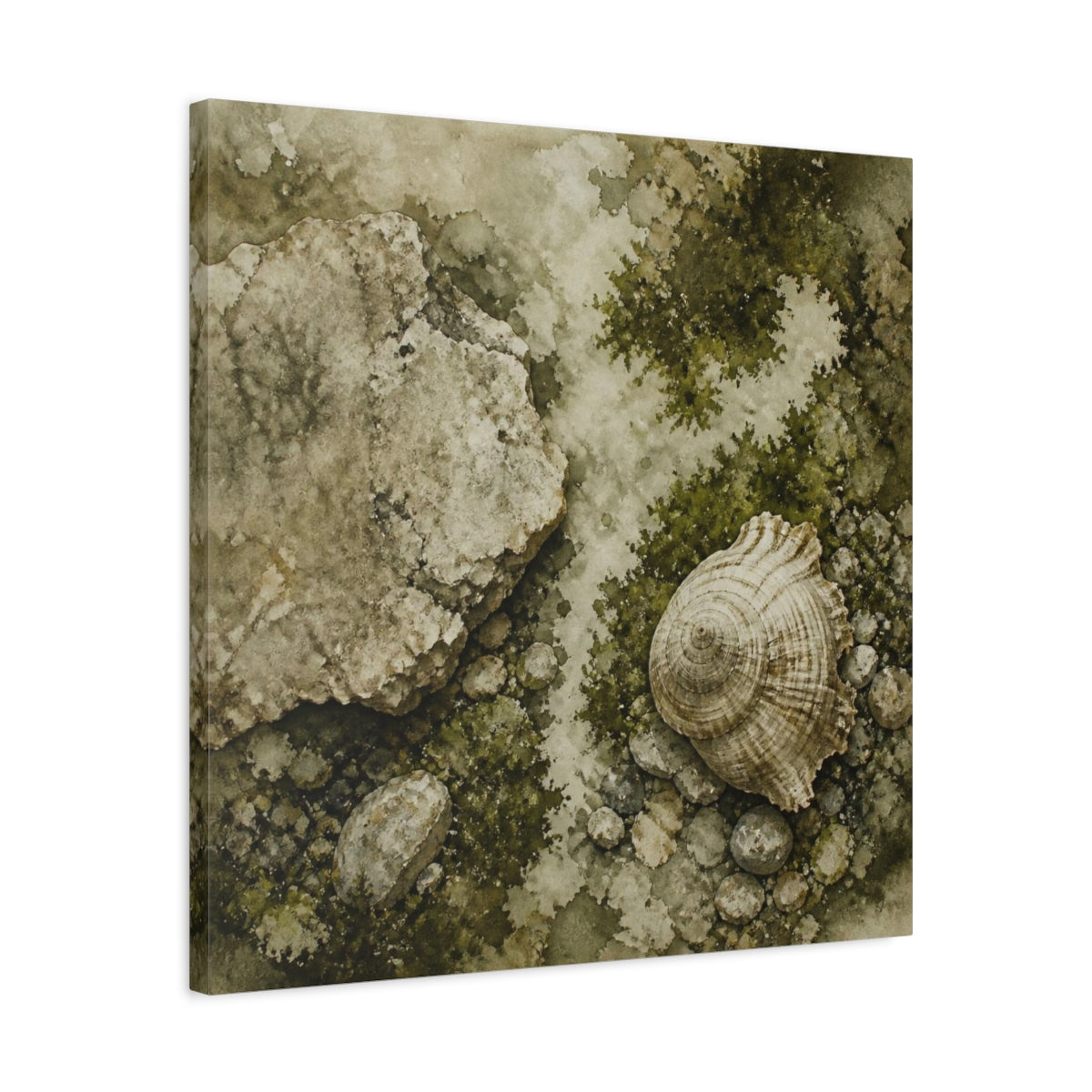 Side Mockup 4. Wabi Sabi Shell Study shown as canvas print