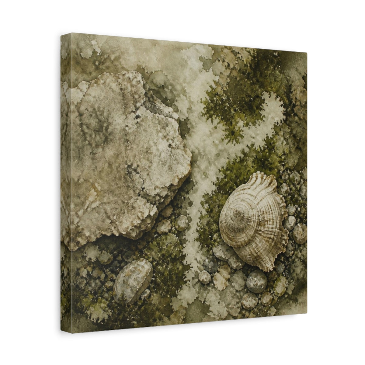 Side Mockup 7. Wabi Sabi Shell Study shown as canvas print