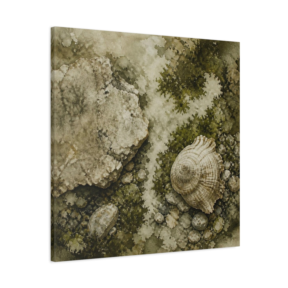 Side Mockup 3. Wabi Sabi Shell Study shown as canvas print