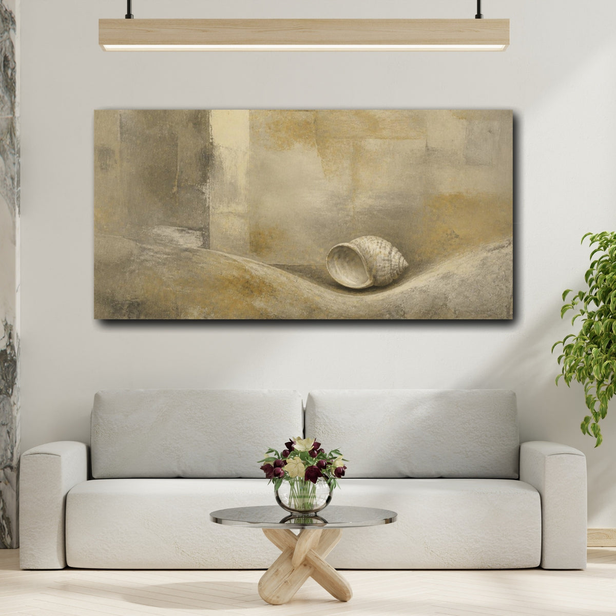 Mockup 2. Wabi Sabi Shell Study shown as canvas print