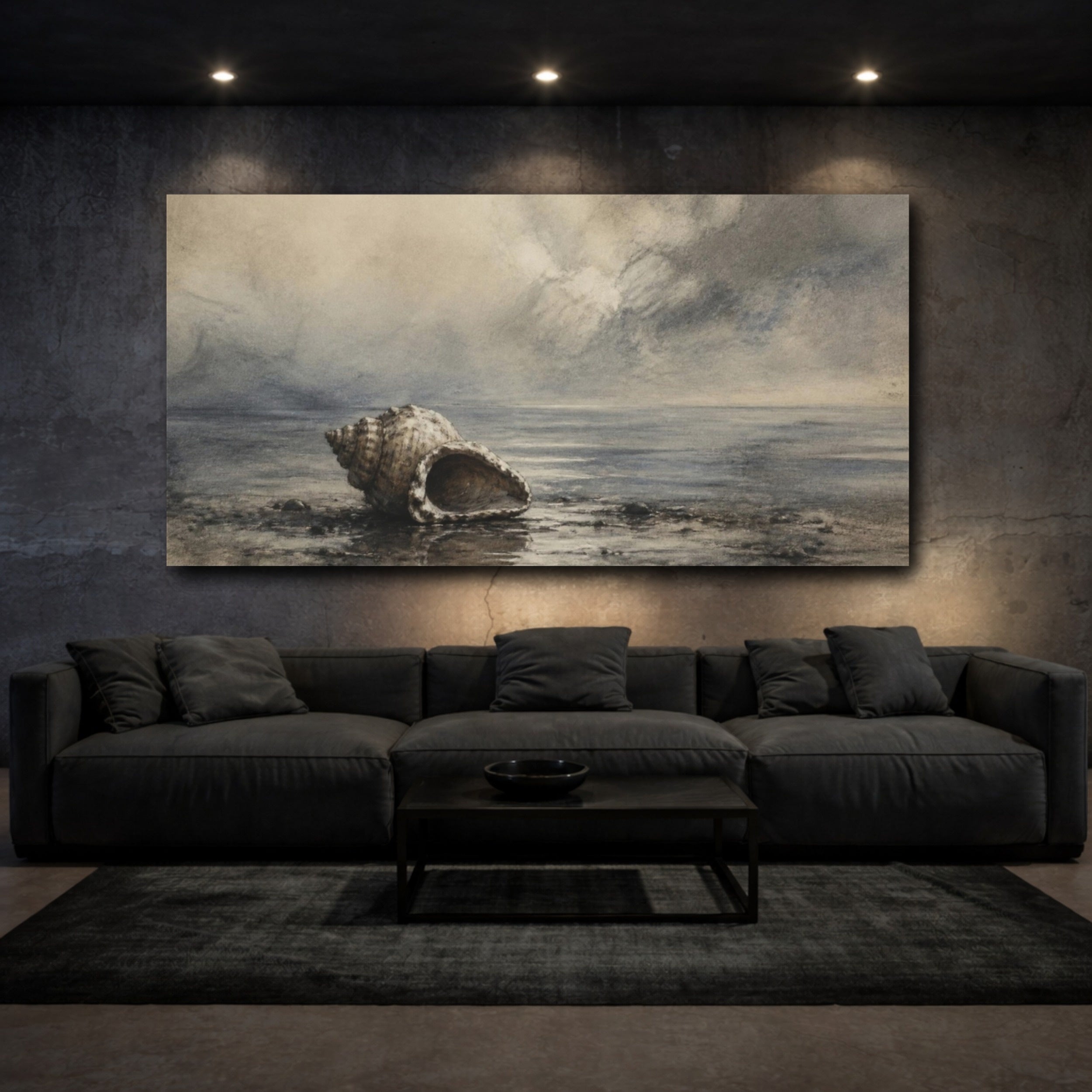 Mockup 3. Wabi Sabi Shell Study shown as canvas print
