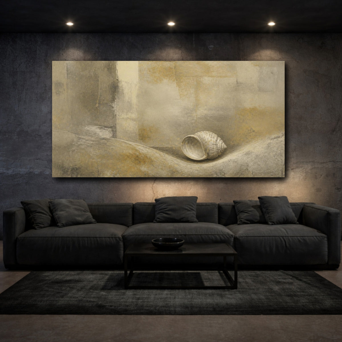 Mockup 3. Wabi Sabi Shell Study shown as canvas print