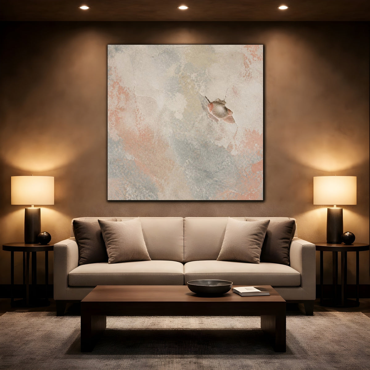 Mockup 2. Wabi Sabi Shell Wall shown as canvas print