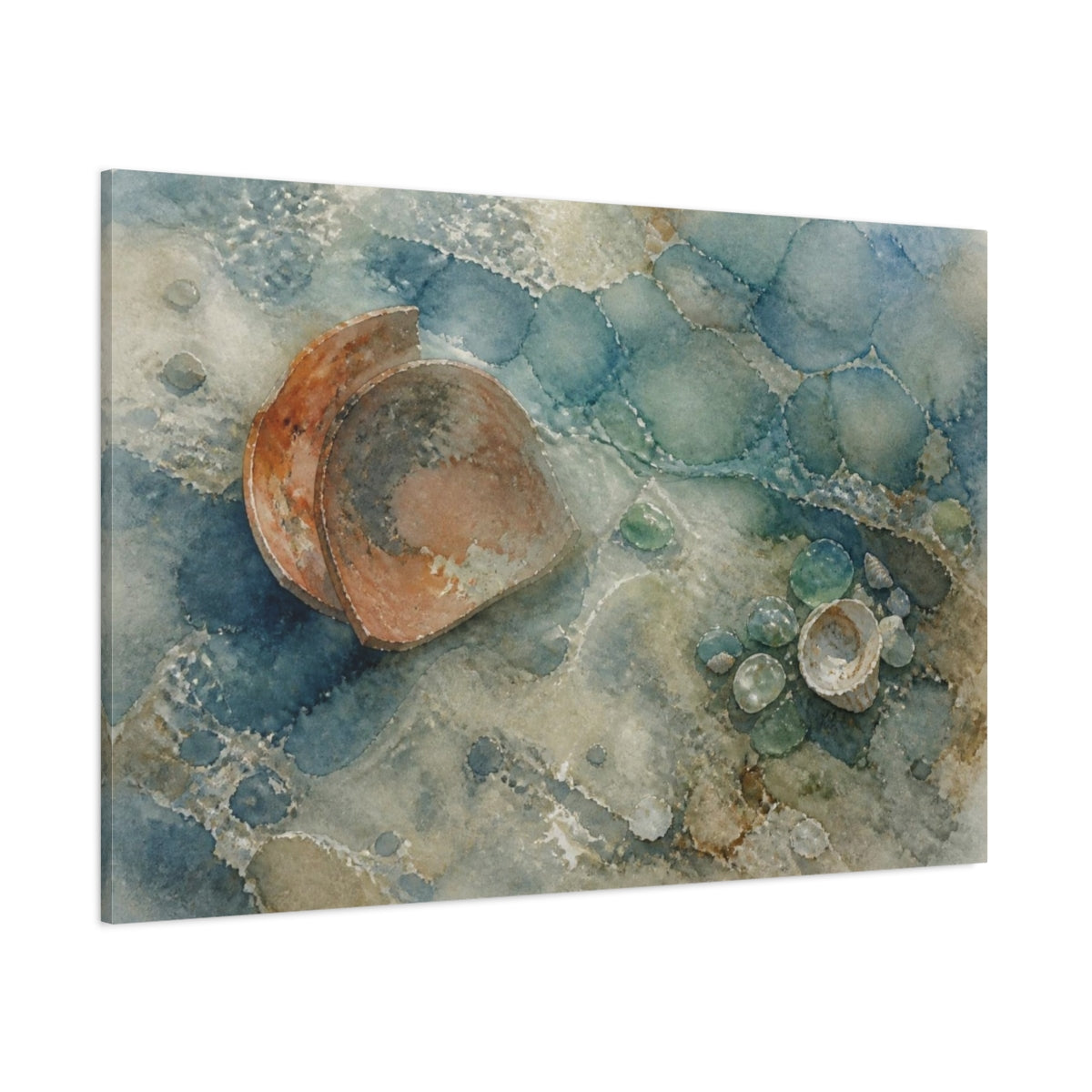 Side Mockup 1. Wabi Sabi Shells shown as canvas print