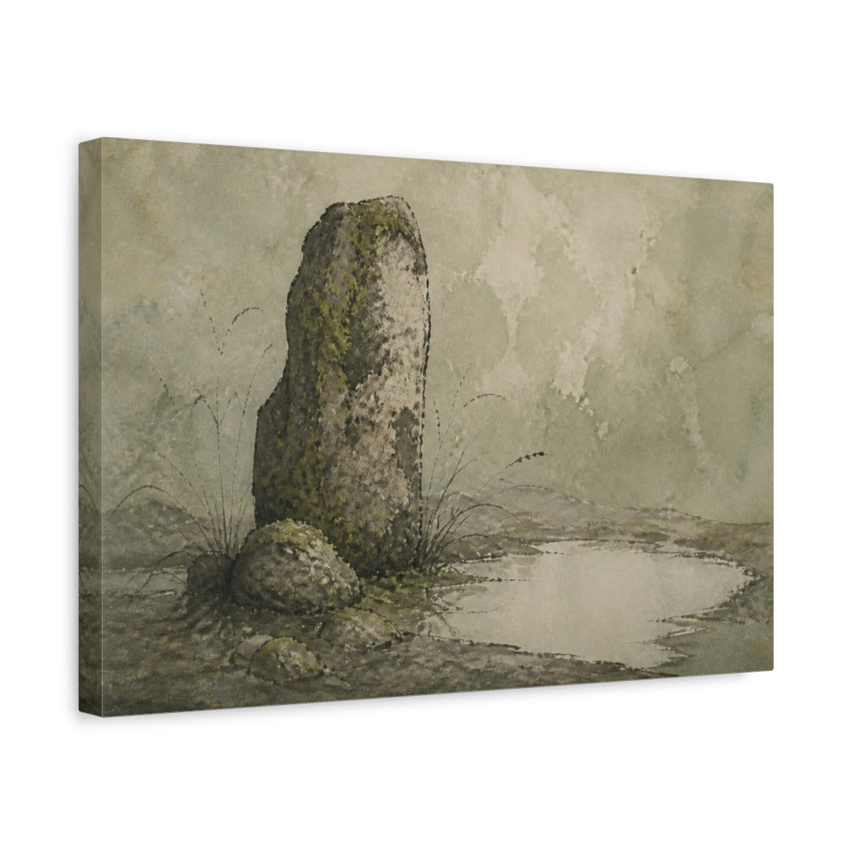Side Mockup 4. Wabi-Sabi Standing Stone shown as canvas print