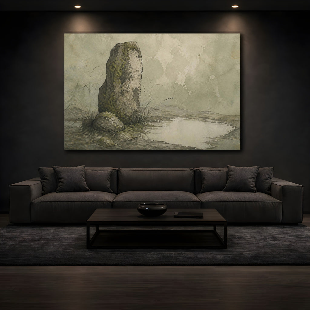 Mockup 3. Wabi-Sabi Standing Stone shown as canvas print