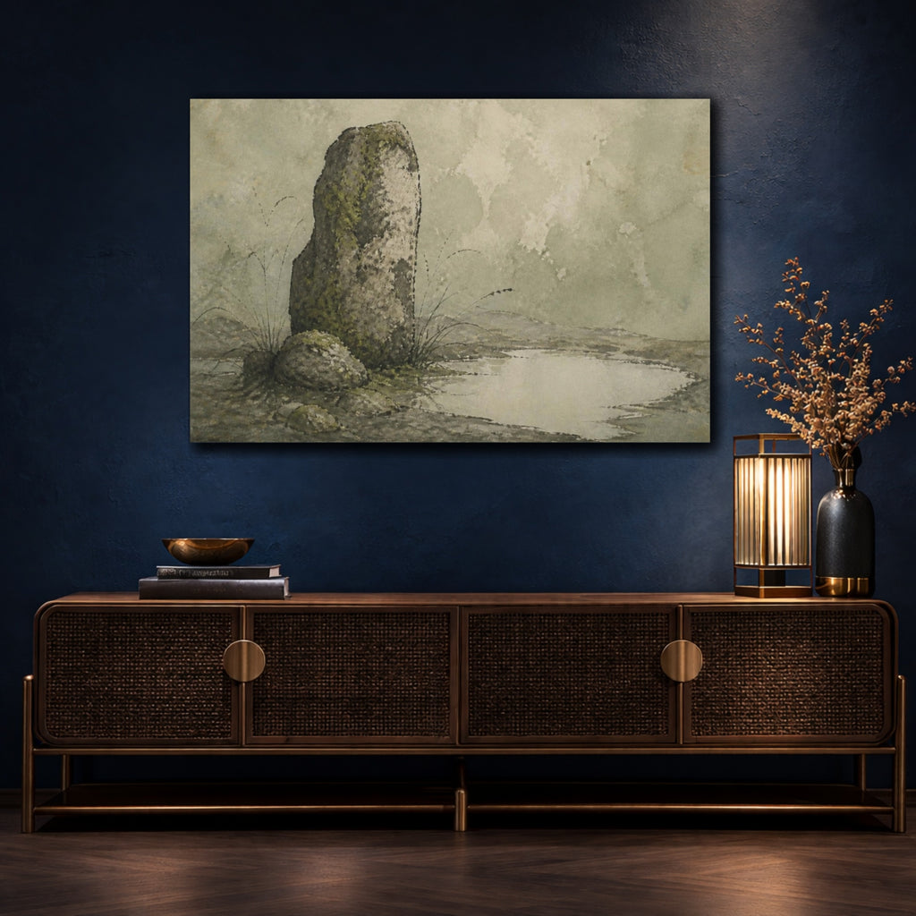 Mockup 4. Wabi-Sabi Standing Stone shown as canvas print