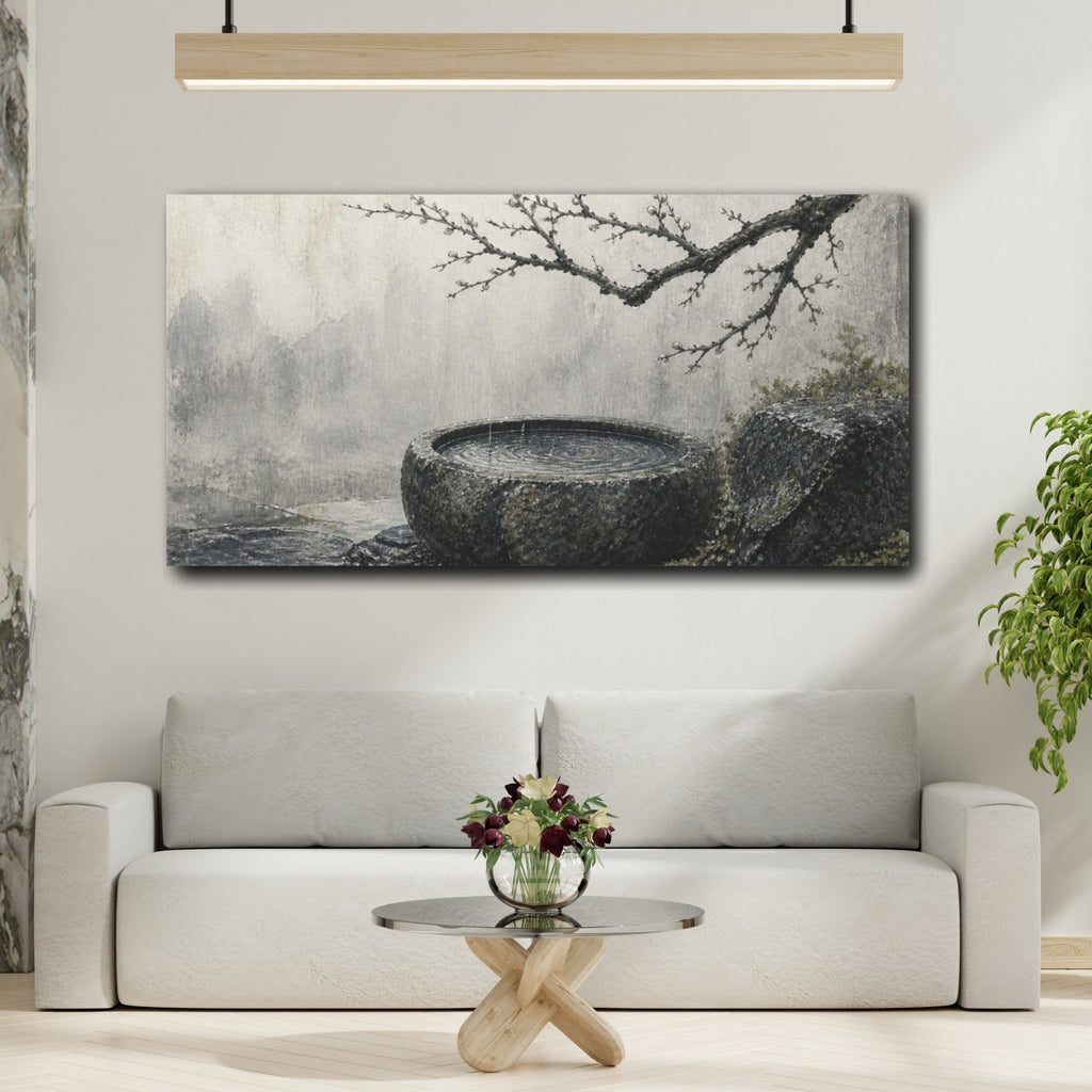 Mockup 2. Wabi Sabi Stone Basin shown as canvas print
