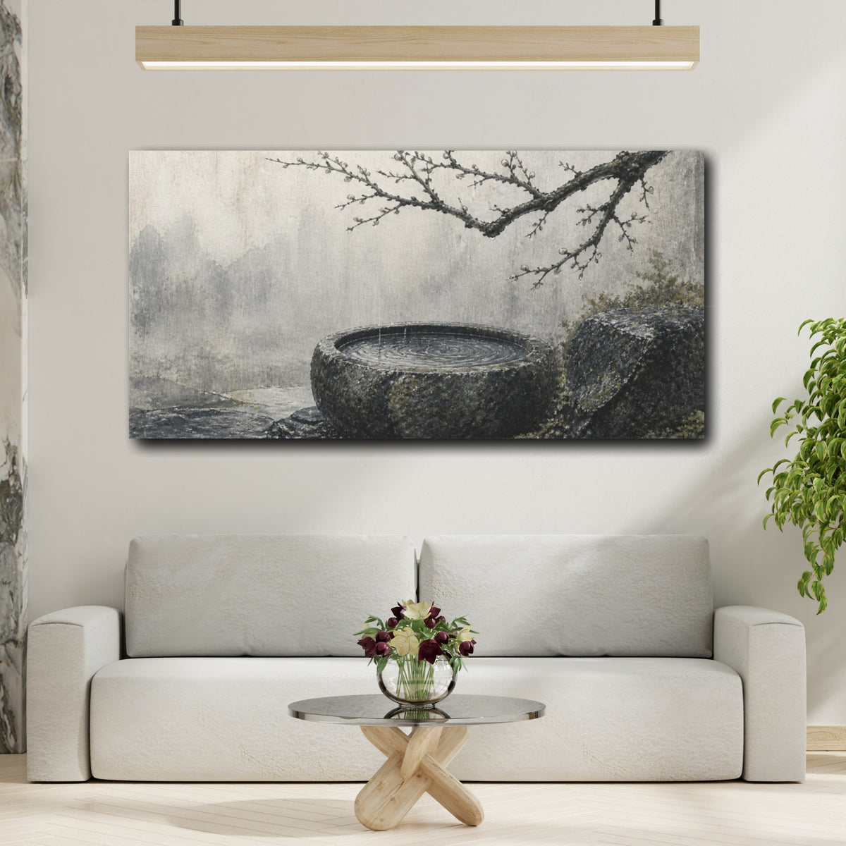Mockup 2. Wabi Sabi Stone Basin shown as canvas print