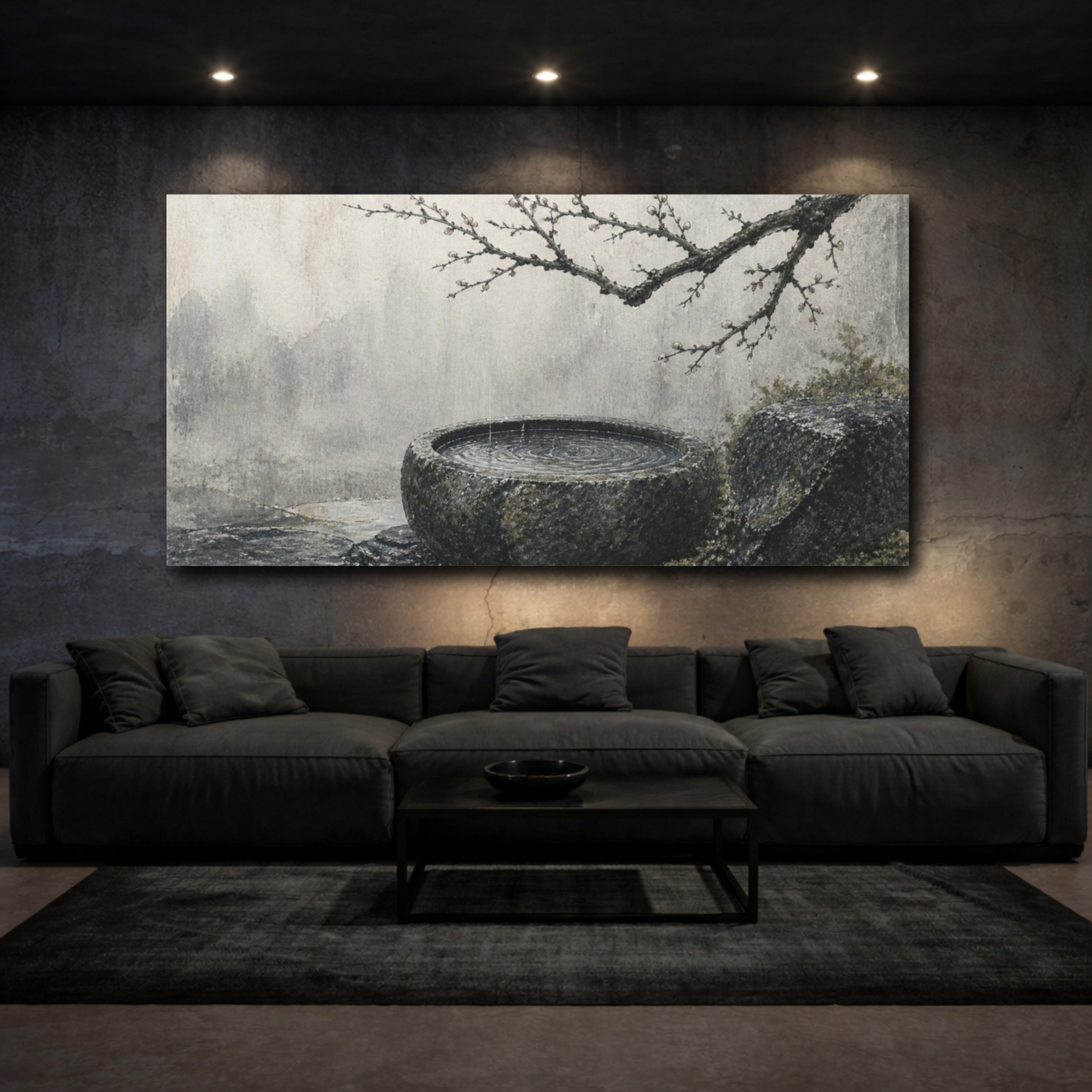 Mockup 3. Wabi Sabi Stone Basin shown as canvas print