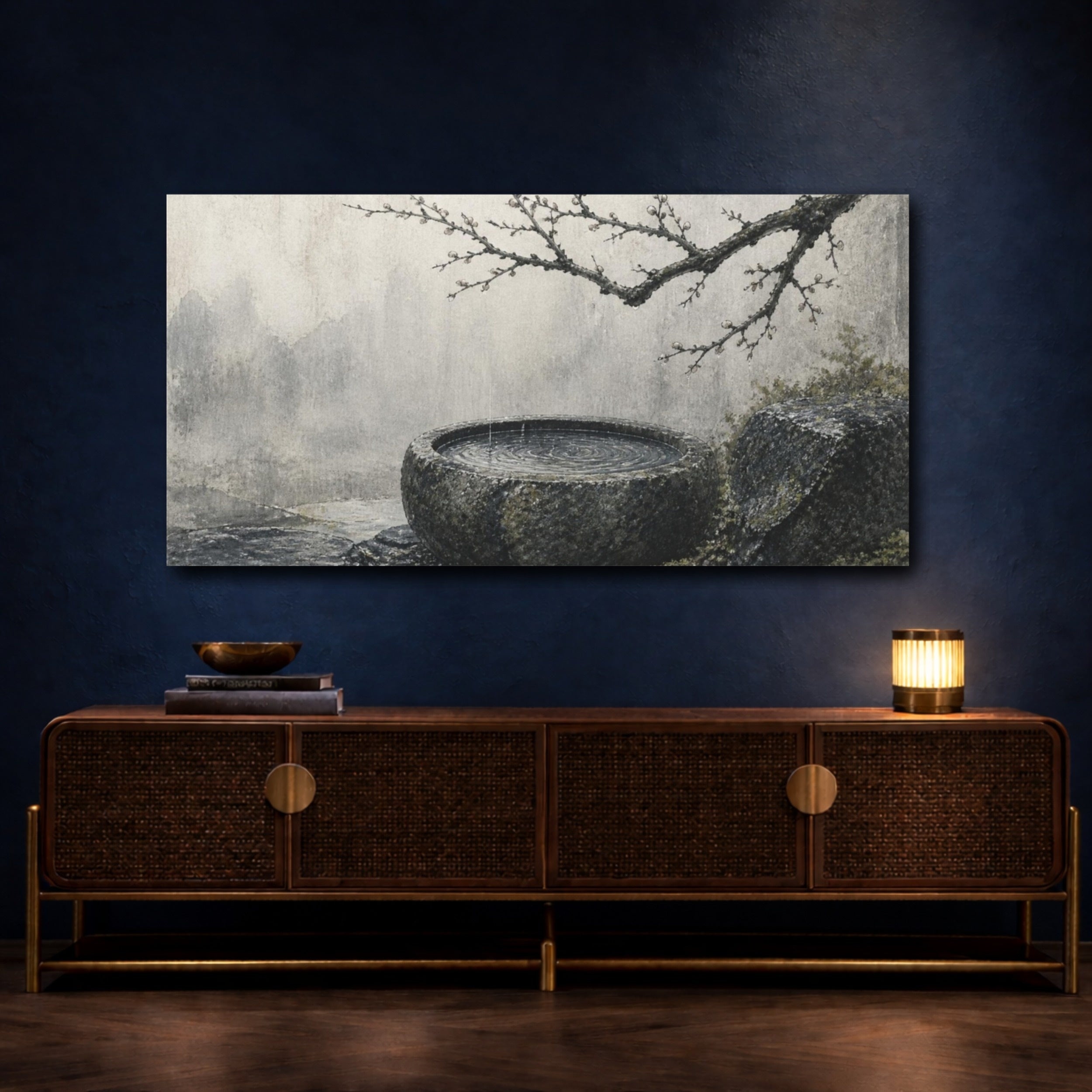 Mockup 4. Wabi Sabi Stone Basin shown as canvas print