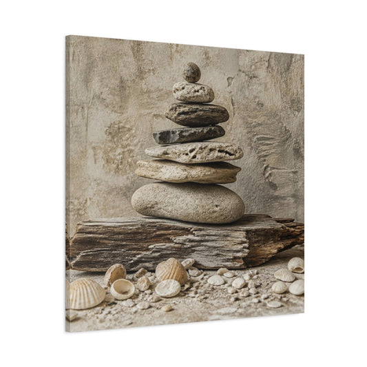 Main Mockup. Wabi Sabi Stone Stack shown as canvas print