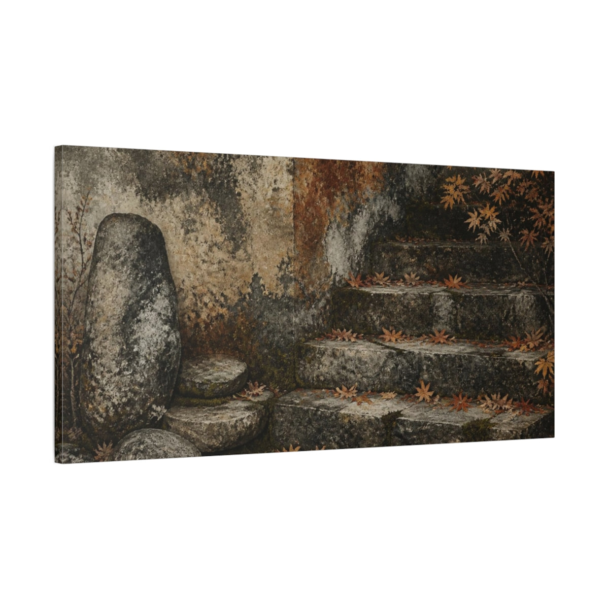 Main Mockup. Wabi Sabi Stone Steps shown as canvas print