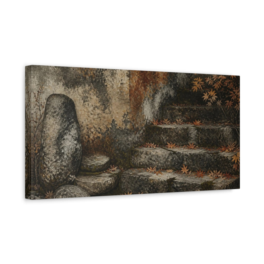Side Mockup 3. Wabi Sabi Stone Steps shown as canvas print