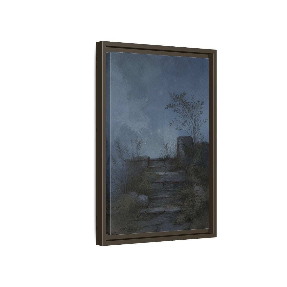 Side Mockup 5. Wabi Sabi Stone Steps shown as framed canvas print