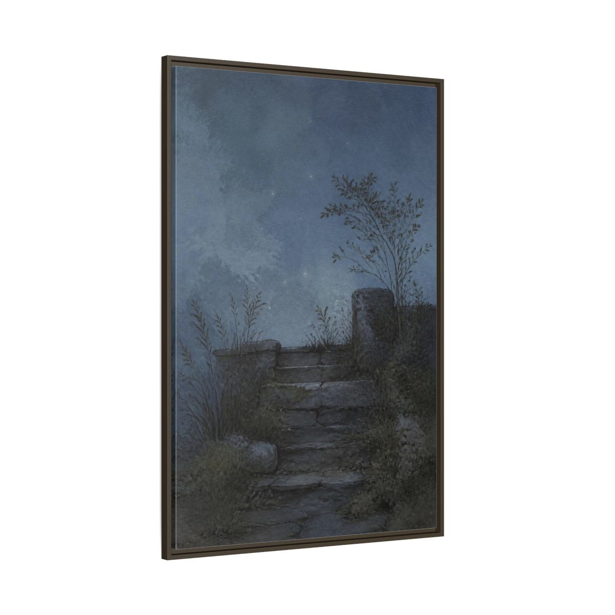 Side Mockup 8. Wabi Sabi Stone Steps shown as framed canvas print